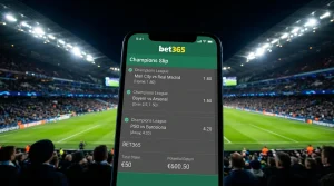 Pantalla de apuestas con múltiples selecciones de partidos de Champions League