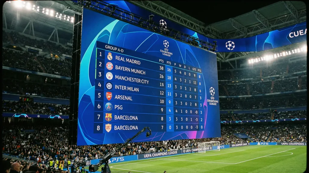 Tabla de clasificación de la fase de liga de Champions League