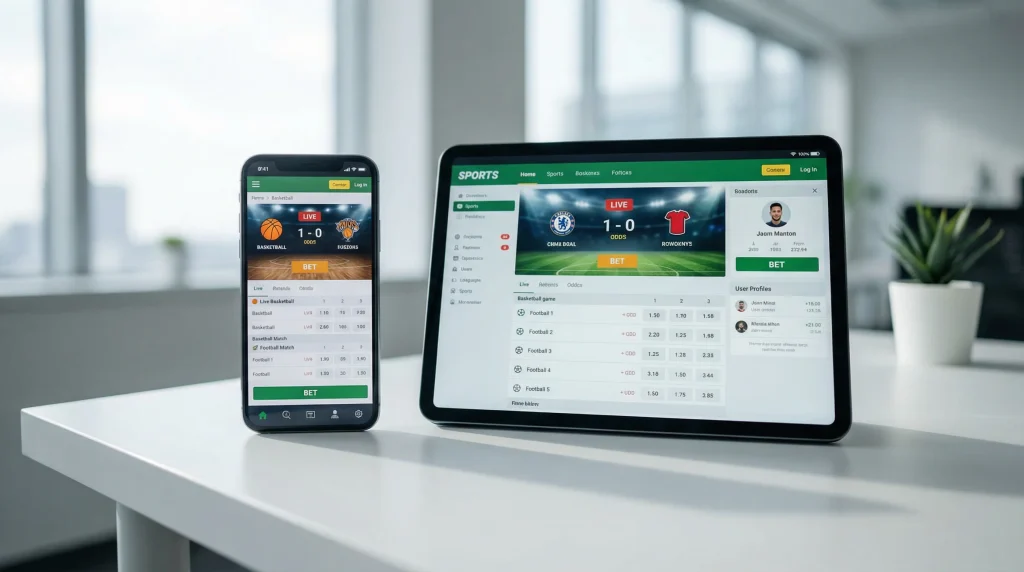 Dispositivos móviles mostrando plataformas de apuestas deportivas